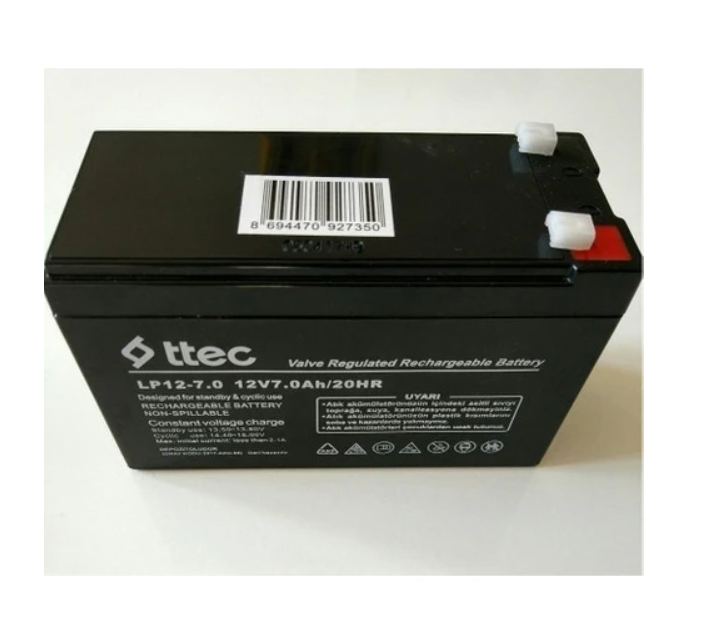ttect akü Ttec 12 Volt 7A Akü -12V 7 Ah Bakımsız Kuru Çocuk Oyuncakları Akülü Araba Pili Aküsü - Görsel 1